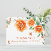 Verona zonsondergang oranje bloemen bruiloft Bedan Bedankkaart (Staand voorkant)