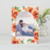 Verona zonsondergang sinaasappel bloemmotief trouw save the date (Staand voorkant)