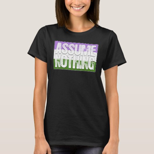 Veronderstel niets Genderqueer Pride Flag T-shirt (Voorkant)