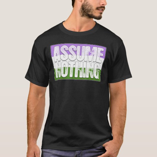 Veronderstel niets Genderqueer Pride Flag T-shirt (Voorkant)