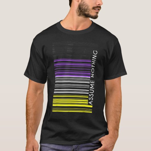 Veronderstel niets Nonbinary de Barcode Enby Gende T-shirt (Voorkant)