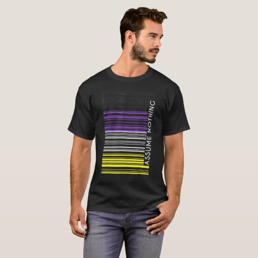 Veronderstel niets Nonbinary de Barcode Enby Gende T-shirt (Voorkant volledig)