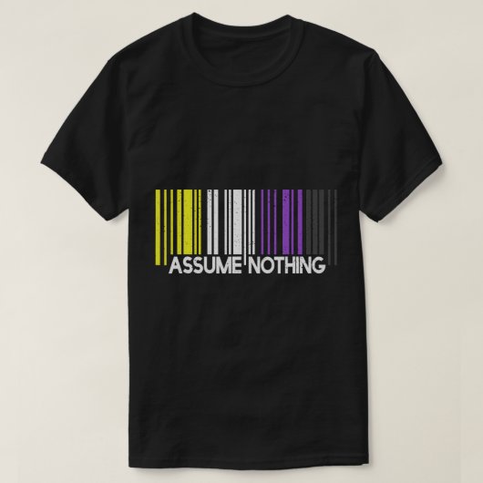 Veronderstel niets Nonbinary de Barcode Enby Gende T-shirt (Design voorkant)