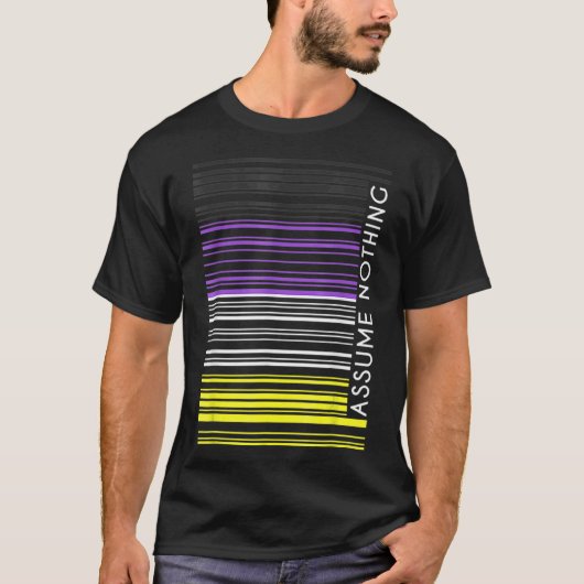 Veronderstel niets Nonbinary de Barcode Enby Gende T-shirt (Voorkant)