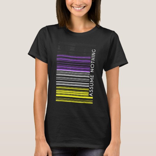 Veronderstel niets Nonbinary de Barcode Enby Gende T-shirt (Voorkant)