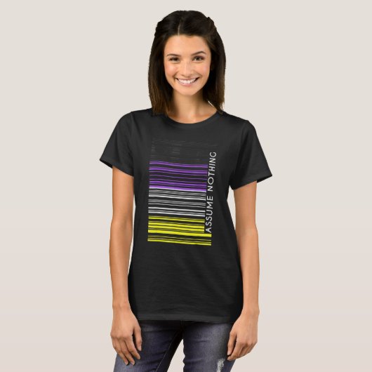 Veronderstel niets Nonbinary de Barcode Enby Gende T-shirt (Voorkant volledig)