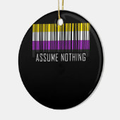 Veronderstel niets Nonbinary de Barcode Enby van d Keramisch Ornament (Links)