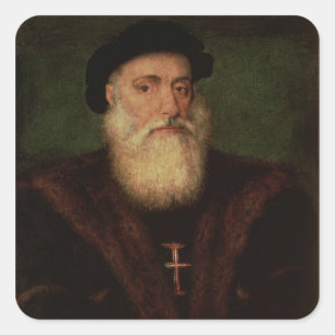 Verondersteld portret van Vasco da Gama c.1524 Vierkante Sticker