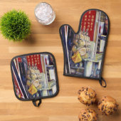 Verondersteld potentieel ovenwant & pannenlap set (Top down)