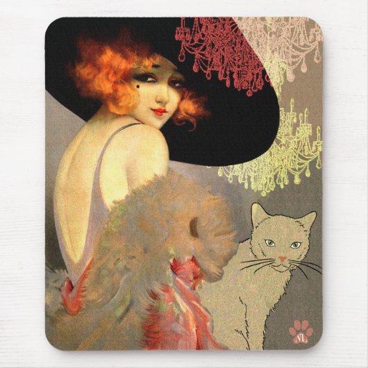 Veronica Cat en Chandelier Mousepad Muismat (Voorkant)