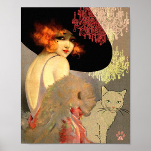 Veronica Cat en Chandelier Poster of Print