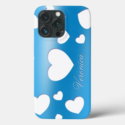 Veronica - Cute Hearts - romantische blauwe iPhone Case-Mate iPhone Case (Achterkant)