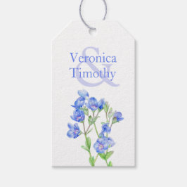 Veronica Speedwell waterverf flower blue art Cadeaulabel