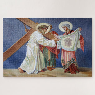 Veronica veegt het gezicht van Jezus Puzzle Legpuzzel