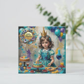 VERONICA ~ Verjaardag Kaart ~ Turquoise (Staand voorkant)