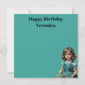 VERONICA ~ Verjaardag Kaart ~ Turquoise (Achterkant)