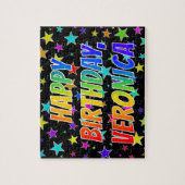 "VERONICA" Voornaam, geun "HAPPY BIRTHDAY" Legpuzzel (Verticaal)