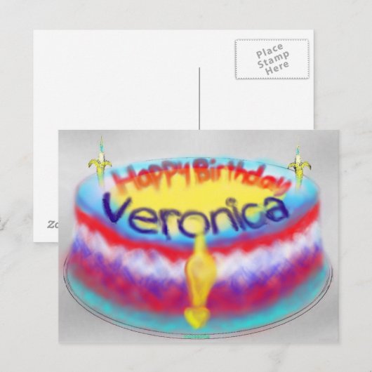 Veronica's Birthday Cake Briefkaart (Voorkant / Achterkant)