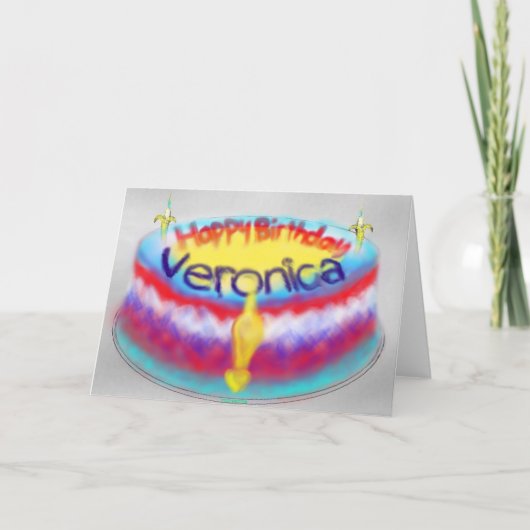 Veronica's Birthday Cake Kaart (Voorkant)