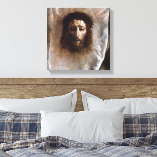 VERONICA'S VEIL, HET HOOGSTE GEZICHT VAN JESUS. CANVAS AFDRUK (Insitu (Slaapkamer))