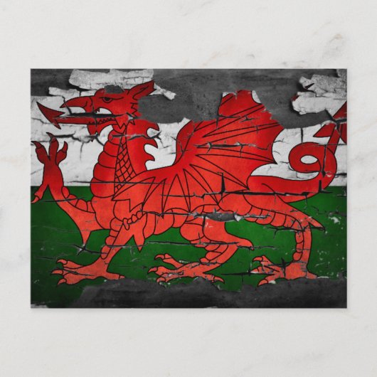 verontrust Wales vlagbriefkaart Briefkaart (Voorkant)