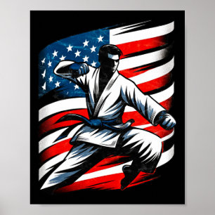  verontruste Amerikaanse vlag Japanse kunst karate Poster