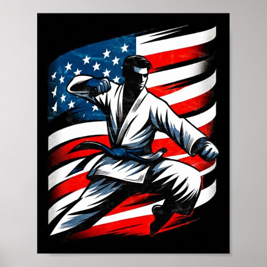 verontruste Amerikaanse vlag Japanse kunst karate Poster (Voorkant)