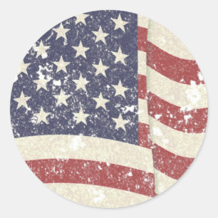 Verontruste Amerikaanse Vlag Ronde Sticker