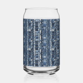 Verontruste en gevlochten Blue Jean Denim Blikvorm Glas