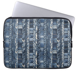Verontruste en gevlochten Blue Jean Denim Laptop Sleeve