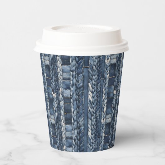 Verontruste en gevlochten Blue Jean Denim Papieren Bekers (Links)