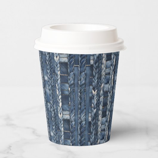 Verontruste en gevlochten Blue Jean Denim Papieren Bekers (Rechts)