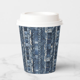 Verontruste en gevlochten Blue Jean Denim Papieren Bekers