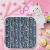 Verontruste en gevlochten Blue Jean Denim Papieren Bordje (Feest)