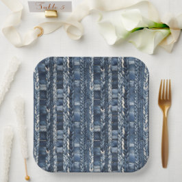 Verontruste en gevlochten Blue Jean Denim Papieren Bordje