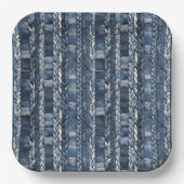Verontruste en gevlochten Blue Jean Denim Papieren Bordje (Voorkant)