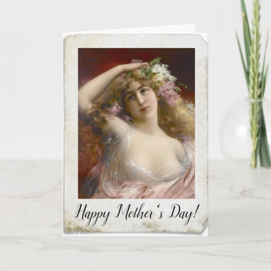 Verontruste Foto van Victoriaans Dame Feestdagen Kaart (Voorkant)