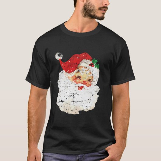Verontruste  Kerstman gezicht ouderwets T-shirt (Voorkant)