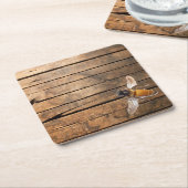 Verontruste rustieke schuur hout schattige honingb kartonnen onderzetters (Schuin)
