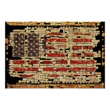 verontruste USA Letters en American Flag