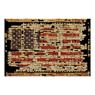 verontruste USA Letters en American Flag Perfect Poster