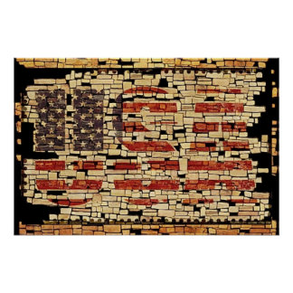 verontruste USA Letters en American Flag Perfect Poster