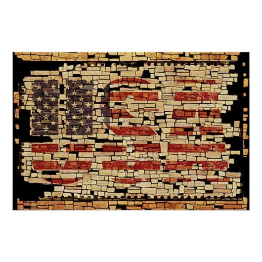  verontruste USA Letters en American Flag Perfect Poster (Voorkant)
