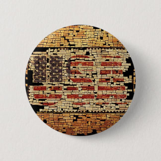 verontruste USA Letters en American Flag Ronde Button 5,7 Cm