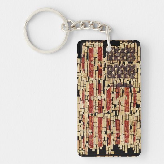  verontruste USA Letters en American Flag Sleutelhanger (Voorkant)