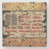  verontruste USA Letters en American Flag Stenen Onderzetter (Voorkant)