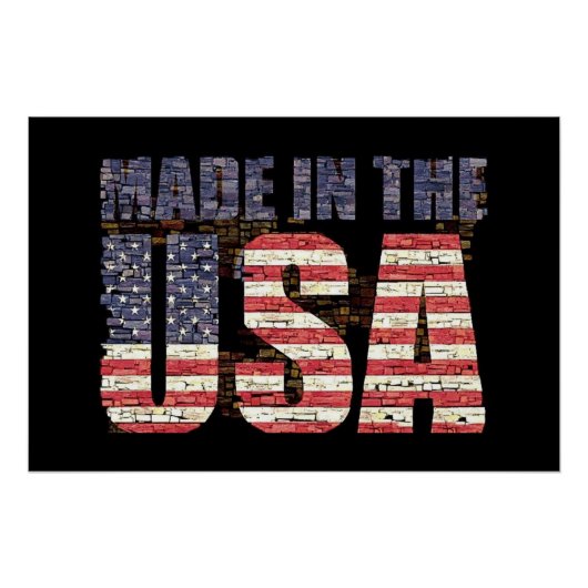  verontruste VS Letters en vlag Perfect Poster (Voorkant)