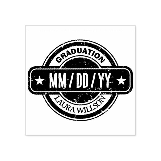 Verontrustte aangepaste afstudeerdatum  rubberstempel (Afrduk)