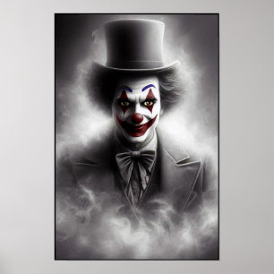 Verontrustte vintage clown met een sinistere gliml poster