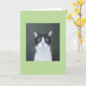 Verontrustuwde kat wenskaart kaart (Gele Bloem)